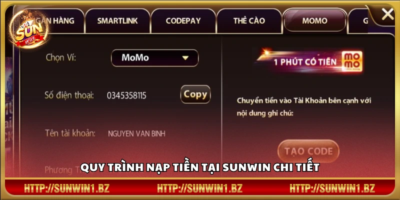 Nạp tiền Sunwin – Hỗ trợ đa phương thức tiện lợi mọi lúc mọi nơi Các bước nạp tiền vào tài khoản Sunwin